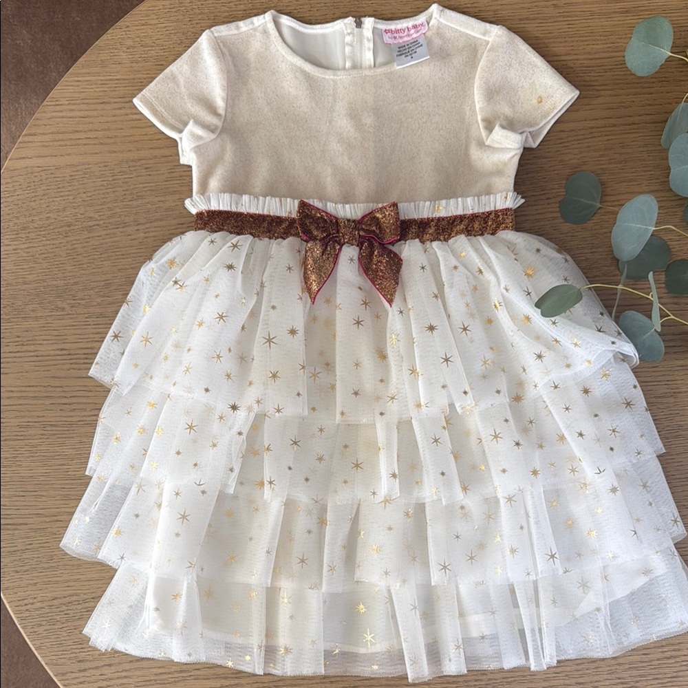 American Girl Cream and Gold Star Dress